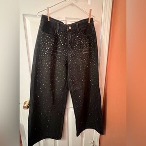 SHEIN Black Wide-Leg Jeans with Silver Studs